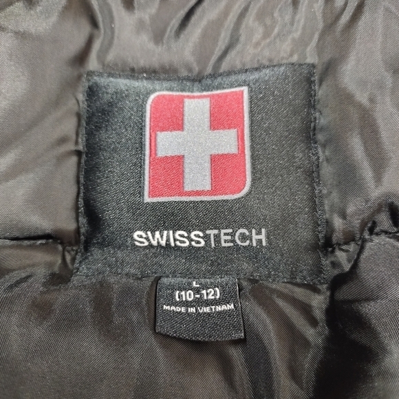 Swiss Tech Boy's Gray Winter Parka Faux Fur Jacket Size L (10/12) - Picture 11 of 12